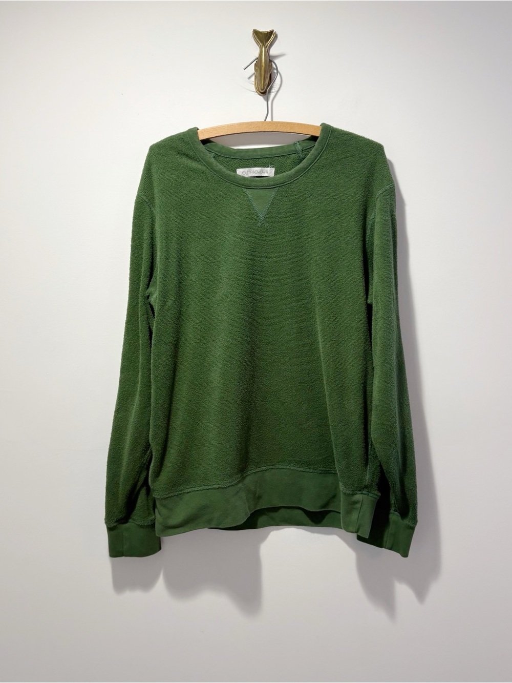 Outerknown Women's Hightide Sweatshirt Green Size Medium Towel Knit Terry Beach